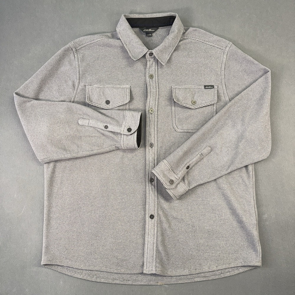 Men's Eddie Bauer Heavy Long Sleeve Button Up Shirt Gray Size XXL